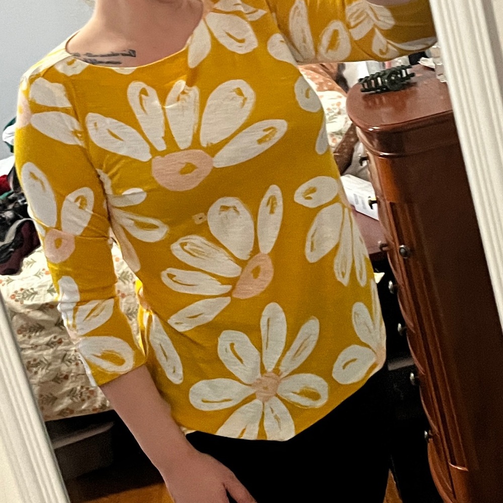 LOFT 3/4 sleeve yellow floral blouse - never worn